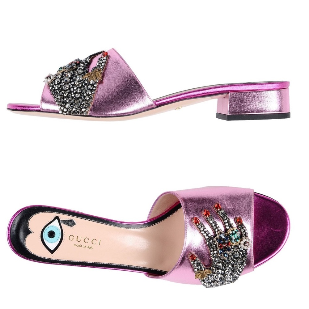 New Gucci Sequin Sandals Hand Embellishment